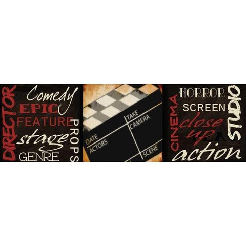 LIGHTS CAMERA ACTION D Gold Ornate Wood Framed Art Print with Double Matting by Greene, Taylor