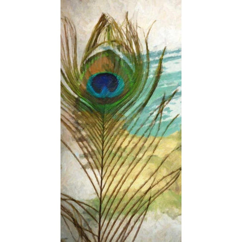 PEACOCK FEATHER 2 White Modern Wood Framed Art Print by Greene, Taylor