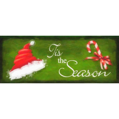 TIS THE SEASON Black Modern Wood Framed Art Print with Double Matting by Greene, Taylor