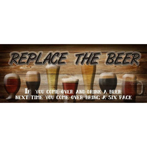 Replace The Beer White Modern Wood Framed Art Print by Greene, Taylor