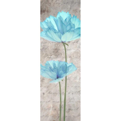 Blue Floral Panel II Black Modern Wood Framed Art Print with Double Matting by Greene, Taylor