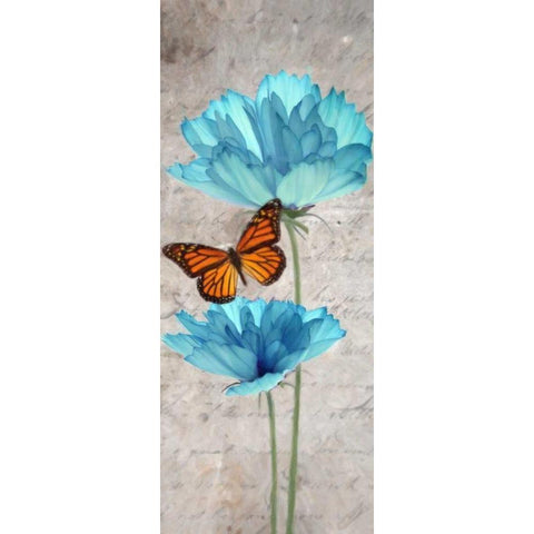 Blue Floral Panel I Black Modern Wood Framed Art Print with Double Matting by Greene, Taylor