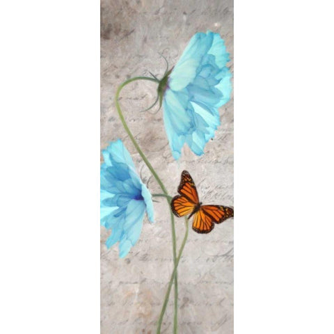 Blue Floral Panel B Black Modern Wood Framed Art Print with Double Matting by Greene, Taylor