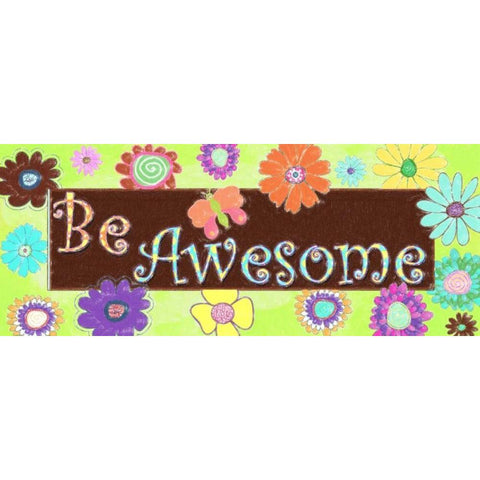 BE AWESOME C Black Modern Wood Framed Art Print with Double Matting by Greene, Taylor