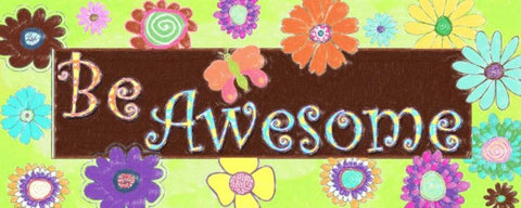 BE AWESOME C White Modern Wood Framed Art Print with Double Matting by Greene, Taylor