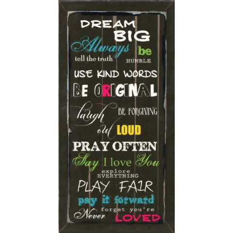 DREAM BIG Black Modern Wood Framed Art Print with Double Matting by Greene, Taylor