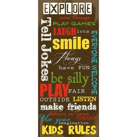 KIDS RULES  Black Modern Wood Framed Art Print with Double Matting by Greene, Taylor