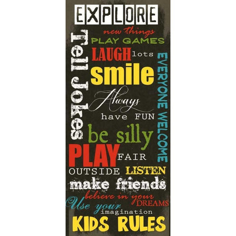 KIDS RULES M White Modern Wood Framed Art Print by Greene, Taylor