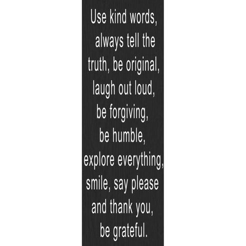 USE KIND WORDS WHITE Black Modern Wood Framed Art Print with Double Matting by Greene, Taylor