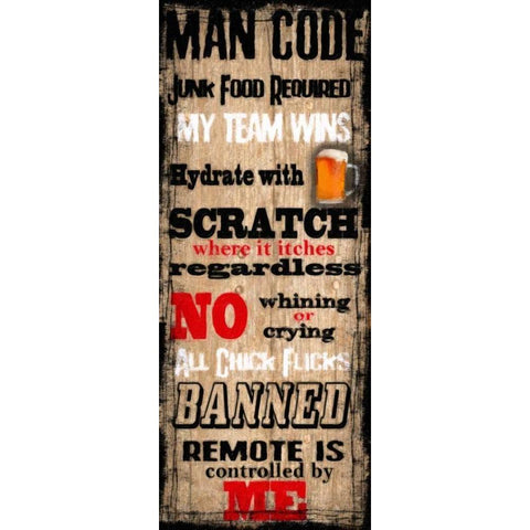 MAN CODE White Modern Wood Framed Art Print by Greene, Taylor