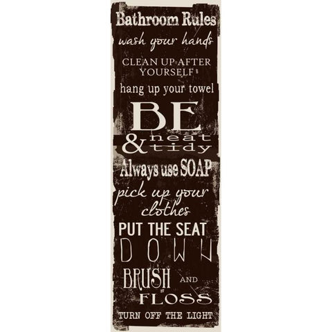 Bathroom Rules Chocolate White White Modern Wood Framed Art Print by Greene, Taylor