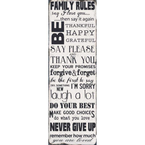 FAMILY RULES White Modern Wood Framed Art Print by Greene, Taylor