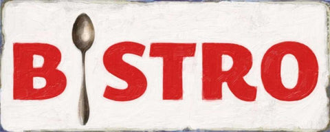 BISTRO SIGN Black Ornate Wood Framed Art Print with Double Matting by Greene, Taylor