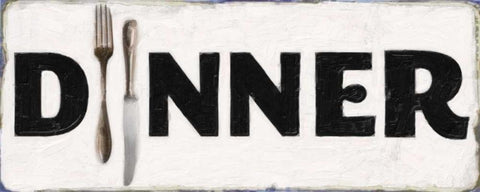 DINER SIGN Black Ornate Wood Framed Art Print with Double Matting by Greene, Taylor