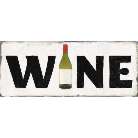 WINE SIGN Black Modern Wood Framed Art Print with Double Matting by Greene, Taylor