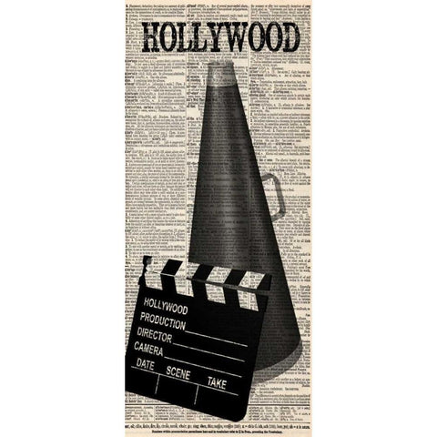 HOLLYWOOD Black Modern Wood Framed Art Print with Double Matting by Greene, Taylor