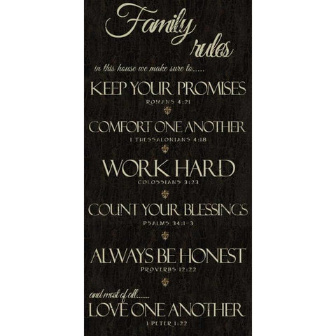 FAMILY RULES SCRIPTURES White Modern Wood Framed Art Print by Greene, Taylor