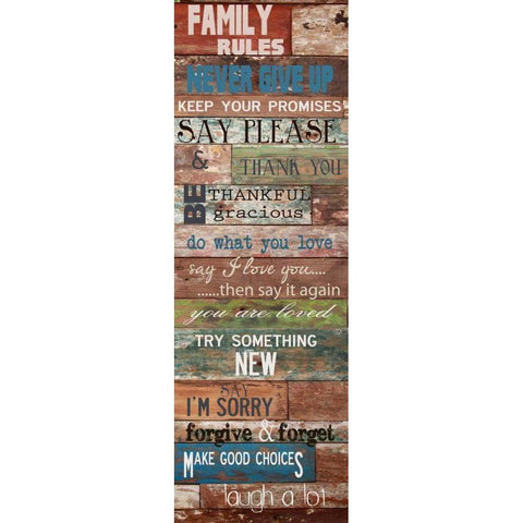 Family  Rules Rustic White Modern Wood Framed Art Print by Greene, Taylor
