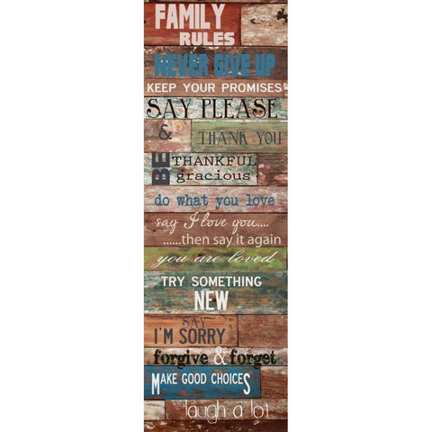 Family  Rules Rustic Black Modern Wood Framed Art Print with Double Matting by Greene, Taylor