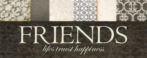 Friends Happiness Black Ornate Wood Framed Art Print with Double Matting by Greene, Taylor