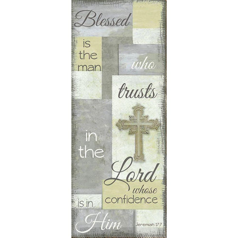 Blessed Is The Man Grey White Modern Wood Framed Art Print by Greene, Taylor