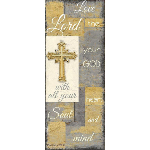 Love the Lord grey gold White Modern Wood Framed Art Print by Greene, Taylor