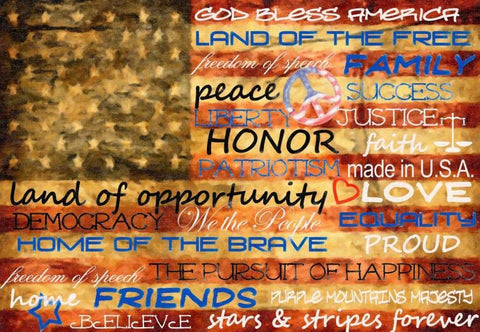 Typography Flag Black Ornate Wood Framed Art Print with Double Matting by Greene, Taylor