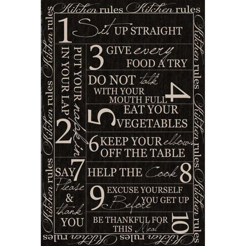 Kitchen Rules blk Border Black Modern Wood Framed Art Print with Double Matting by Greene, Taylor