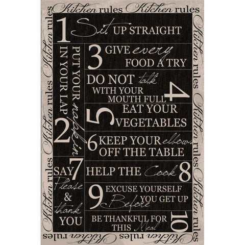 Kitchen Rules Border Black Modern Wood Framed Art Print with Double Matting by Greene, Taylor