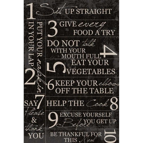 KITCHEN RULES On Black Black Modern Wood Framed Art Print with Double Matting by Greene, Taylor