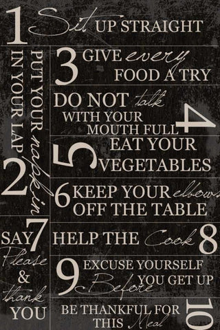 KITCHEN RULES On Black Black Ornate Wood Framed Art Print with Double Matting by Greene, Taylor