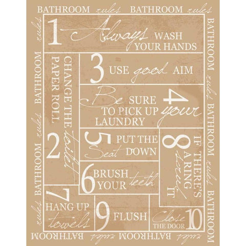 BATHRROM RULES WITH BORDER Gold Ornate Wood Framed Art Print with Double Matting by Greene, Taylor