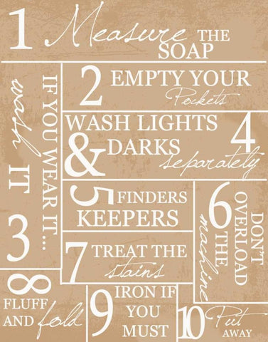 LAUNDRY RULES White Modern Wood Framed Art Print with Double Matting by Greene, Taylor