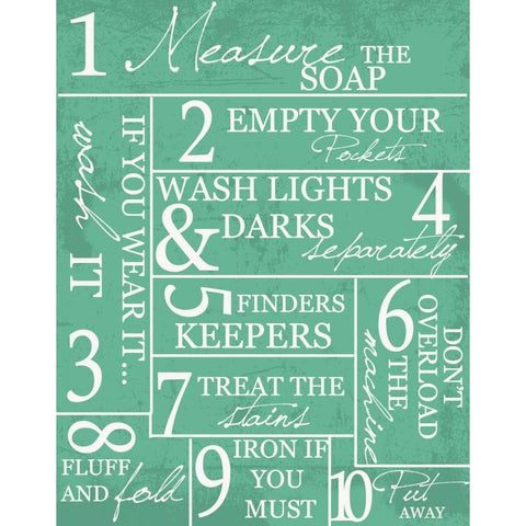 LAUNDRY RULES Black Modern Wood Framed Art Print with Double Matting by Greene, Taylor