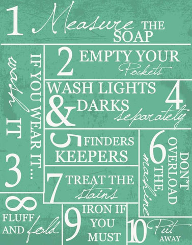 LAUNDRY RULES White Modern Wood Framed Art Print with Double Matting by Greene, Taylor