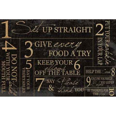 KITCHEN RULES Black Modern Wood Framed Art Print with Double Matting by Greene, Taylor