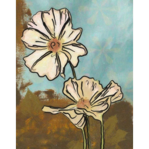 STYLIZED FLORAL I Black Modern Wood Framed Art Print with Double Matting by Greene, Taylor