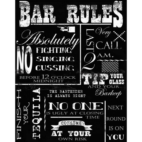 BAR RULES Gold Ornate Wood Framed Art Print with Double Matting by Greene, Taylor