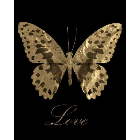 Love Gold Butterfly Black Modern Wood Framed Art Print with Double Matting by Greene, Taylor