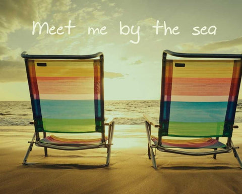 MEET ME BY THE SEA White Modern Wood Framed Art Print with Double Matting by Greene, Taylor