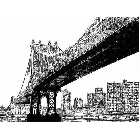 Skyline Sketch Black Modern Wood Framed Art Print with Double Matting by Greene, Taylor