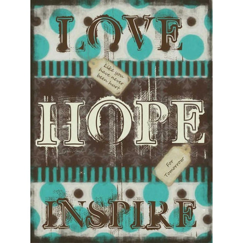 LOVE HOPE INSPIRE Black Modern Wood Framed Art Print with Double Matting by Greene, Taylor