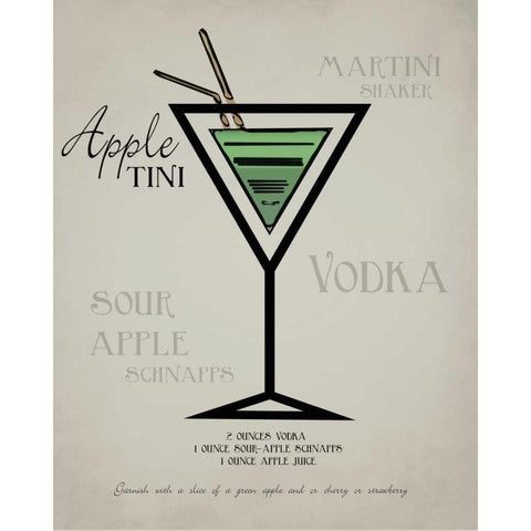 Appletini layered Gold Ornate Wood Framed Art Print with Double Matting by Greene, Taylor