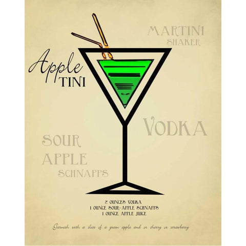 Appletini Black Modern Wood Framed Art Print with Double Matting by Greene, Taylor