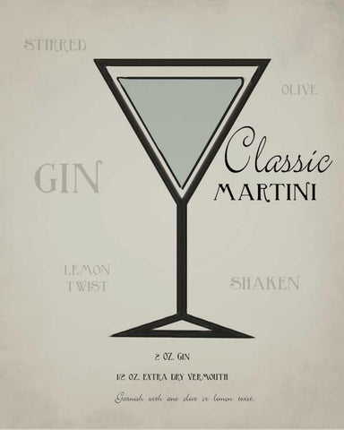 Classic Martini layered White Modern Wood Framed Art Print with Double Matting by Greene, Taylor