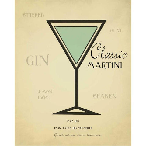 Classic Martini Black Modern Wood Framed Art Print with Double Matting by Greene, Taylor