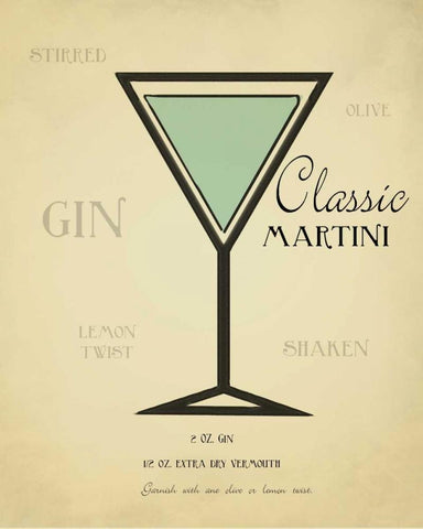 Classic Martini White Modern Wood Framed Art Print with Double Matting by Greene, Taylor