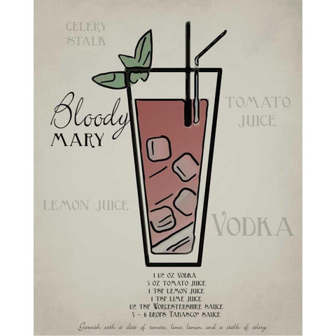 Bloody Mary layered White Modern Wood Framed Art Print by Greene, Taylor