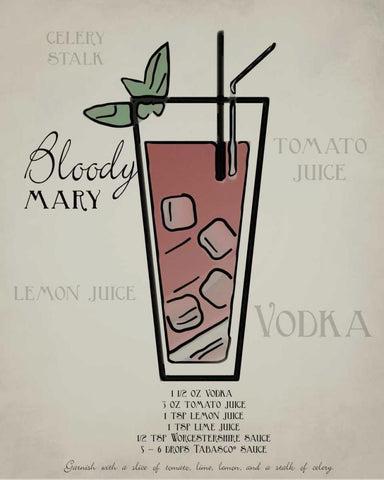 Bloody Mary layered White Modern Wood Framed Art Print with Double Matting by Greene, Taylor