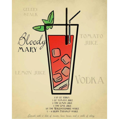 Bloody Mary White Modern Wood Framed Art Print by Greene, Taylor